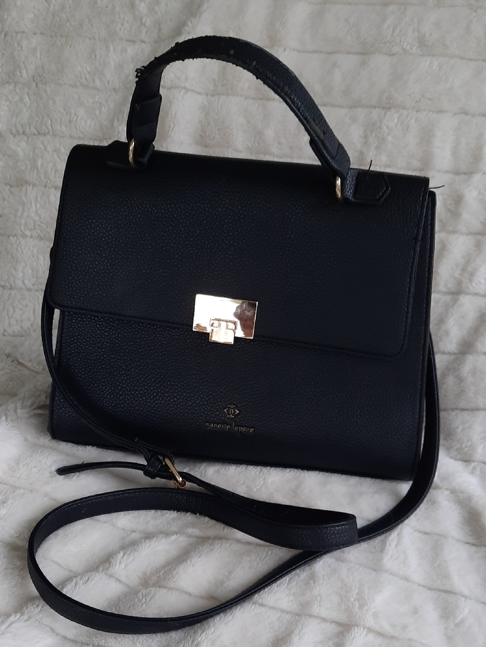Nanette Lepore Pebbled Faux Crossbody/Handle Satchel with Gold Hardware